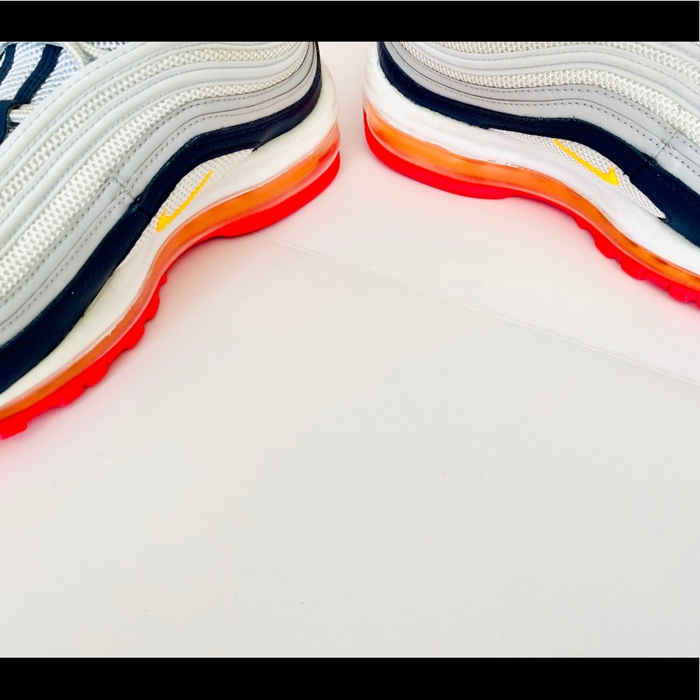 Wmns NIKE Air Max 97 Platinum Navy Orange - Picture 10 of 13